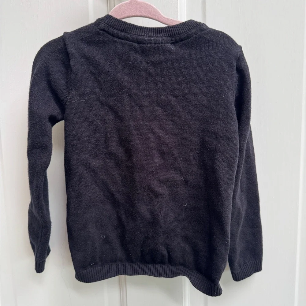 The Children's Place 3T Girls Black Knit Sweater with Bows on Pockets